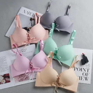 Women’s Fashion Nylon Shell Seamless Sexy Bras Breathable Push Bralette Underwear 3/4 Cup Lingerie for Summer Knitted