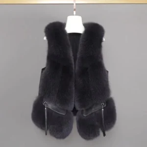 Women’s Faux Fox Sleeveless Winter Coat Plus Size Vest
