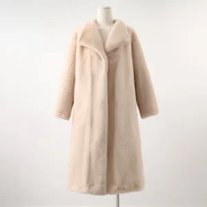 Women’s Faux Fur Coat Large Lapel Long Faux Shearling Jacket Winter Warm Straight Fur Fashion Overcoat