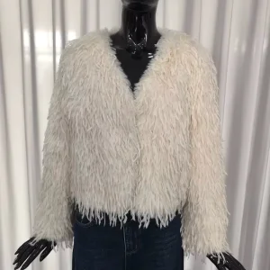 Women’s Faux Fur Coats Fluffy Warm Cardigan Jacket with Shaggy Lapel Winter Coat