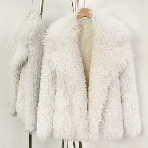 Women’s Faux Fur Wool/Silk Hooded Maternity Slim Fit Coat Regular Length Long Sleeve Elegant Fall/Winter Party Wear