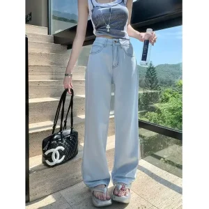 Women’s Flare Organic Cotton Breathable Washable Embroidered Jeans Medium Wash Denim Streetwear Mid Waist Solid Summer Daily