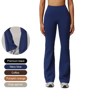 Women’s Flare Stretch Sweatpants High Waisted Workout Fitness Straight Wide Leg Yoga Bell Bottomed Pant Flare Leggings with Logo