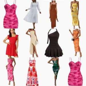 Women’s Floral Midi Dress Solid Color Button Detail V-neck Lantern Sleeves High Waist