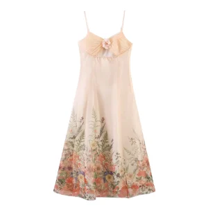 Women’s Floral Print Dress Retro Sexy Suspender Elegant Women’s Dress