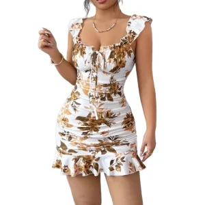 Women’s Floral Summer Dress Printed Sleeveless Mini Women’s Bodycon Dress