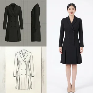 Women’s Formal Business Suit Polyester Quick Dry Solid Professional Wear for Hotel Airline Reception Front Desk