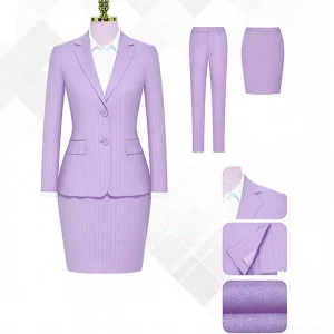 Women’s Formal Business Suits Lavender Purple Solid Simple Notch Lapel Worsted Fabric Anti-Pilling Breathable Suit