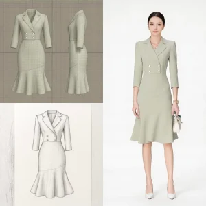 Women’s Formal Dress Suit Set Professional Business Office Elegant Hotel Reception Hostess Management Straight Knee Length 100%