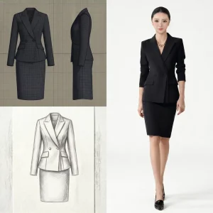 Women’s Formal Two-Piece Polyester Breathable Dress Suit Set for Spring Autumn Travel