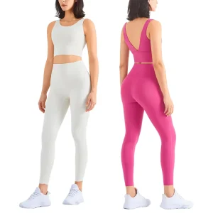 Women’s Four Way Stretch Gym Yoga Fitness Set Quick Dry Lightweight Super Soft Sexy Sport Bra and Yoga Legging Activewear