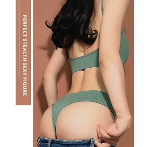 Women’s French-Style Seamless Gym Bra Set Push-up Sports Bra with Bikini Thong Yoga Set for Everyday Use