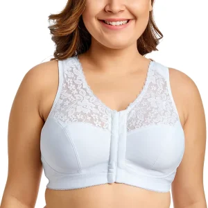 Women’s Front Closure Wirefree Bra Full Figure Wireless Lace Bra Breathable Plus Size Plus Size Bras for Big Women