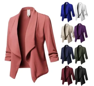 Women’s Graceful Coat Autumn Jacket Plus Size Business Casual Long Sleeve Turn Down Collar Double Breasted Fashionable