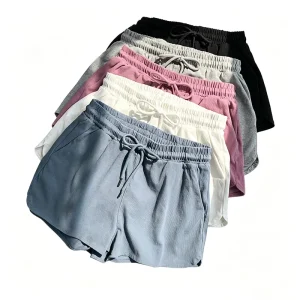 Women’s Gray Athletic Shorts High Waisted Soft Cotton Gym Shorts