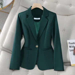 Women’s Green High-End Casual Blazer Spring New Style Small Suit Coat With Small Man Temperament