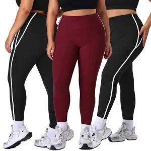 Women’s Gym Activewear High Waisted Color Blocking Yoga Pants Women’s Sports Leggings XL 4XL