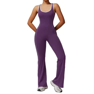 Women’s Gym Bodysuits Jumpsuits Beauty Back Sports Running Fitness Yoga Hollow Back Flare Design Casual Sexy