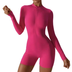 Women’s Gym Fitness Set Breathable Quick Dry Seamless Spandex Nylon Long Sleeve Bodysuit Workout Romper Yoga Apparel