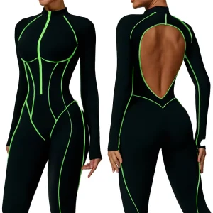 Women’s Gym Jumpsuit Zip up Sports Bodysuits & Jumpsuits Activewear Yoga Jumpsuits One Piece Workout Romper