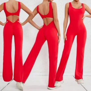 Women’s Gym Workout Clothing Running Training Scrunch Butt Jumpsuits One Piece Tummy Control Yoga Jumpsuit Gym Sports Bodysuit