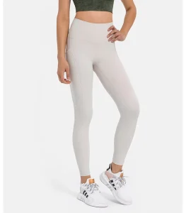 Women’s Gym & Yoga Fitness Tights High Waist Leggings With Elastic Waist Closure & Side Pockets Quick Drying & Breathable