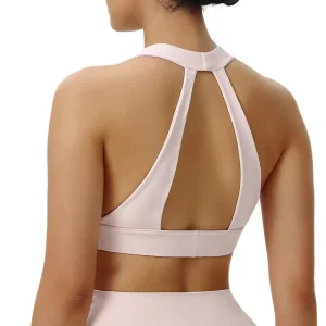 Women’s Halter Cross Back Sports Bra High Elasticity Gym Wear Cup Integrated Yoga Fitness Gym Bra