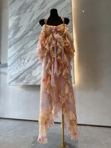 Women’s Halter Neck Dress Fishtail Fitted Waist Long Dress