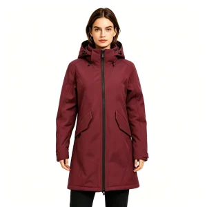 Women’s Heated Knitted Printed Waterproof Windproof Hardshell Jacket Hooded Breathable Outdoor Hiking Climbing Coat