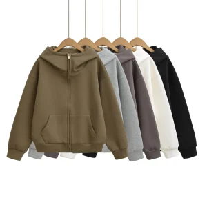 Women’s Heavyweight Oversized Hooded Sweatshirt Zip Up Casual Streetwear Breathable Lightweight Spring Loungewear Seamless