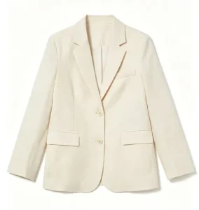 Women’s Hemp Woven Slim Fit Single Breasted Button Closure Blazer Anti Wrinkle Office Jacket Business Suit