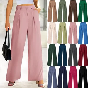 Women’s High Business Suit Pants Elegant Loose Casual Style Spring New Work Clothing Solid Color Pants for Womens