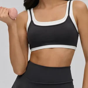Women’s High Elastic Halter Sport Bras Double Layer Straps Spandex Nylon Yoga Tops