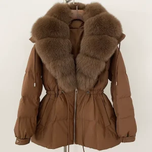 Women’s High End Autumn Winter Down Jacket Large Fur Collar New Fashionable Coat
