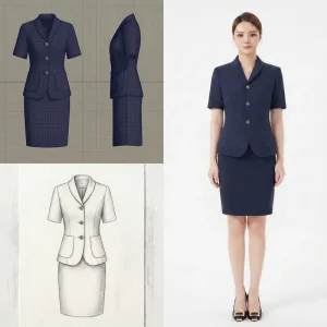 Women’s High-End Professional Hotel Reception Management Formal Flight Attendant Quick Dry Regular Fit Solid Suit Set