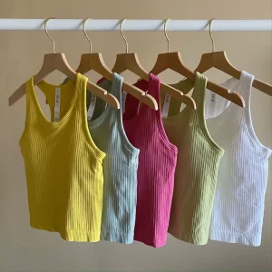Women’s High Impact Ribbed Sports Bra Soft Workout Gym Fitness Yoga Top Breathable Sports Vest