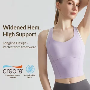 Women’s High Impact Sports Bra Longline Built in Pads Shockproof Outer Wear Fitness Yoga Tank Top