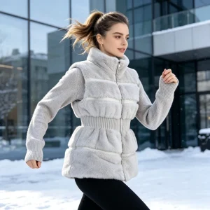 Women’s High-Neck Warm Fleece Jacket Casual Everyday Wear Sleeveless Vest Customizable Colors and Sizes