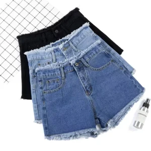 Women’s High Quality Cotton Denim Shorts Breathable Quick Dry Winter Streetwear Lace Decoration Casual Formal Styles