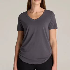 Women’s High Quality Regular Fit v Neck T shirts with Curved Bottom Hem