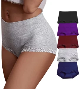 Women’s High Rise Plus Size Underwear Wide Waistband Full Coverage Anti Bacterial Viscose Polyester Panties Bra