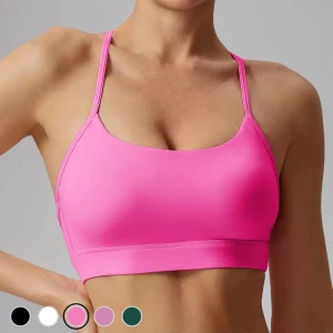 Women’s High Support Breathable Y shaped Back Strappy Bra with Removable Cups for Running Fitness Yoga