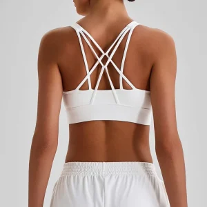 Women’s High Support Cross Back Yoga Bra with Four Way Stretch Sweat Wicking Breathable Spandex Nylon Fabric Plus Size Available