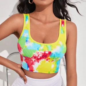 Women’s High Support Racerback Sports Bra Tie Dye Workout Yoga Bra