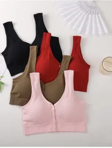 Women’s High Support Yoga Bra Front Buckle Four Way Stretch Anti Bacterial Eco Friendly Spandex Nylon Racerback Breathable Quick