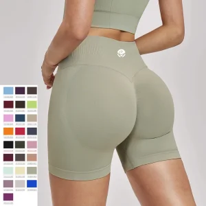 Women’s High Waist Breathable Yoga Shorts Spandex/Nylon Seamless Elastic Waist Gym Fitness Shorts With Butt Lifting Sportswear