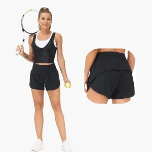 Women’s High Waist Gym Shorts Breathable Quick Dry Athletic Workout Shorts with Zipper Pockets Running Shorts
