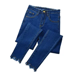 Women’s High Waist Pencil Pants Breathable Casual Solid Jeans 3 Colors