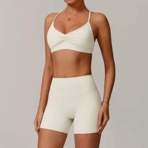 Women’s High Waist Quick Drying Fitness Shorts Cross Border Yoga Suit & Sports Running Set