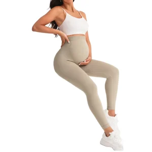 Women’s High Waist Seamless Maternity Leggings Butt Lifting Yoga Pants for Pregnancy Workout and Gym